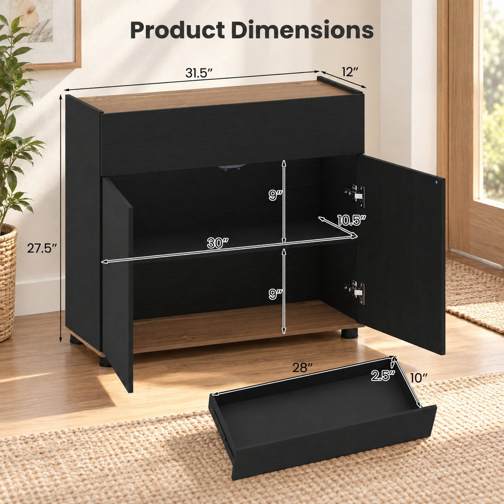 Airfind Sideboard Buffet Cabinet with Storage Wooden Kitchen Storage Cabinet, 44 lbs Capacity, Engineered Wood MDF PP Frame, Black