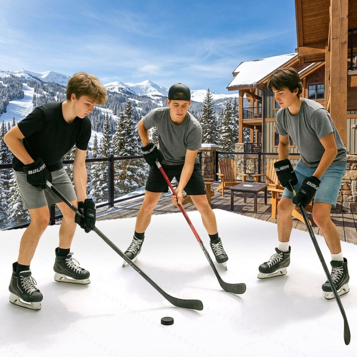Airfind Floor Hockey Set with 10 Synthetic Ice Shooting Tiles for Dryland Training and Puck Handling in Backyards Garages and Homes, White