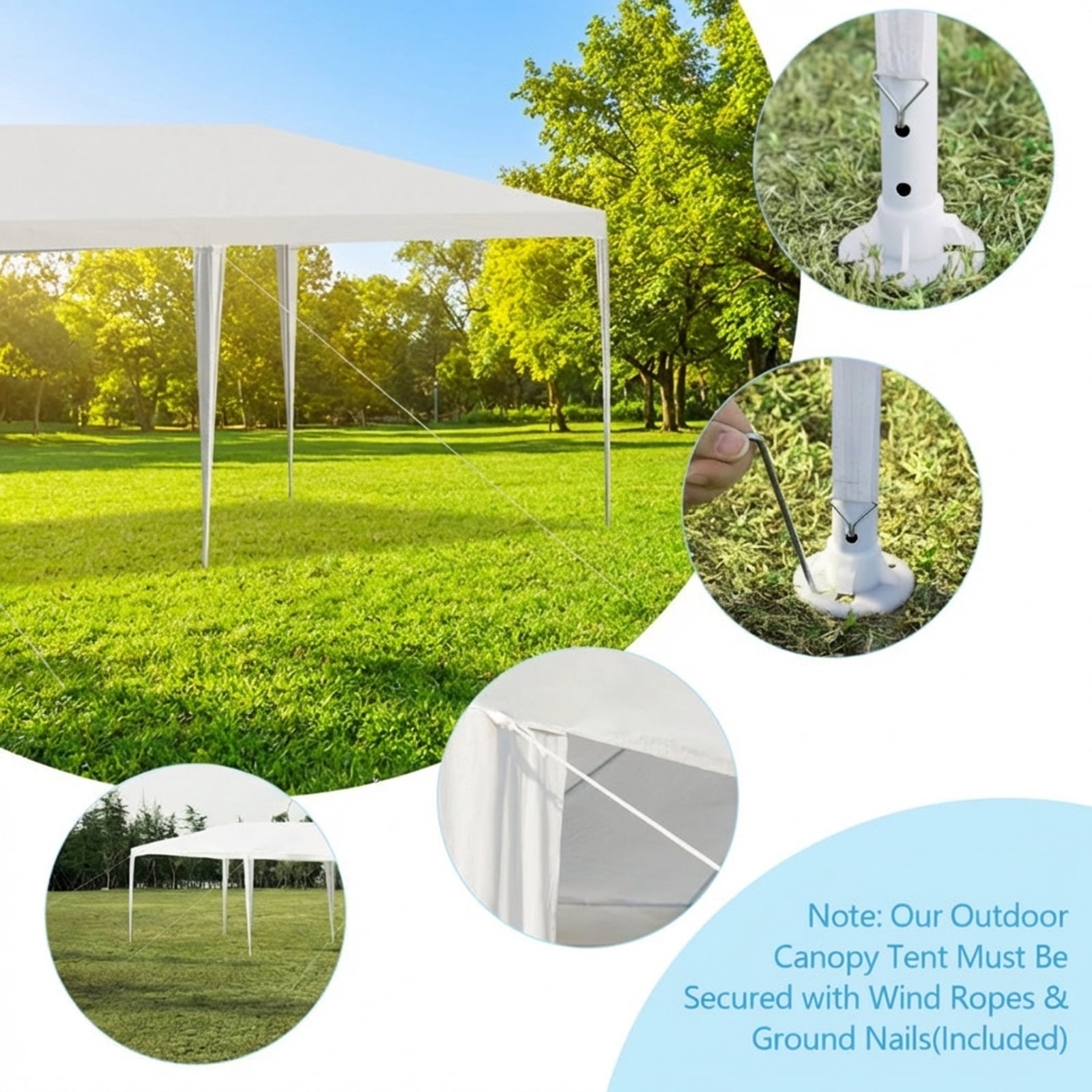 Airfind 10ftx30ft Party Canopy Tent, 5 Sidewalls, White