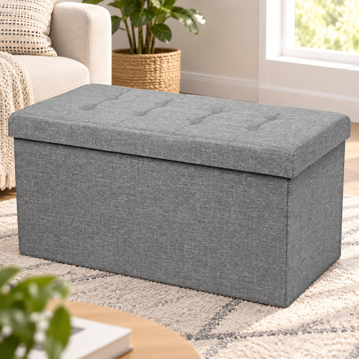 Airfind 31.5 Inch Fabric Foldable Storage with Removable Storage Bin, 350 lbs Capacity, Oxford fabric Frame, 31.5in x 16in x 16in Footprint, Light Gray