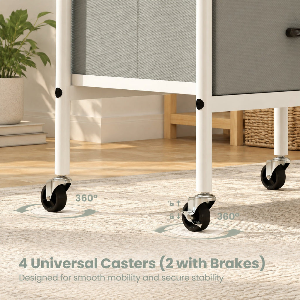 Airfind Rolling Utility Storage Cart with 2 Open Shelves and 2 Fabric Drawers, 22 lbs Capacity, Metal Engineered Wood Non-woven Fabric Frame