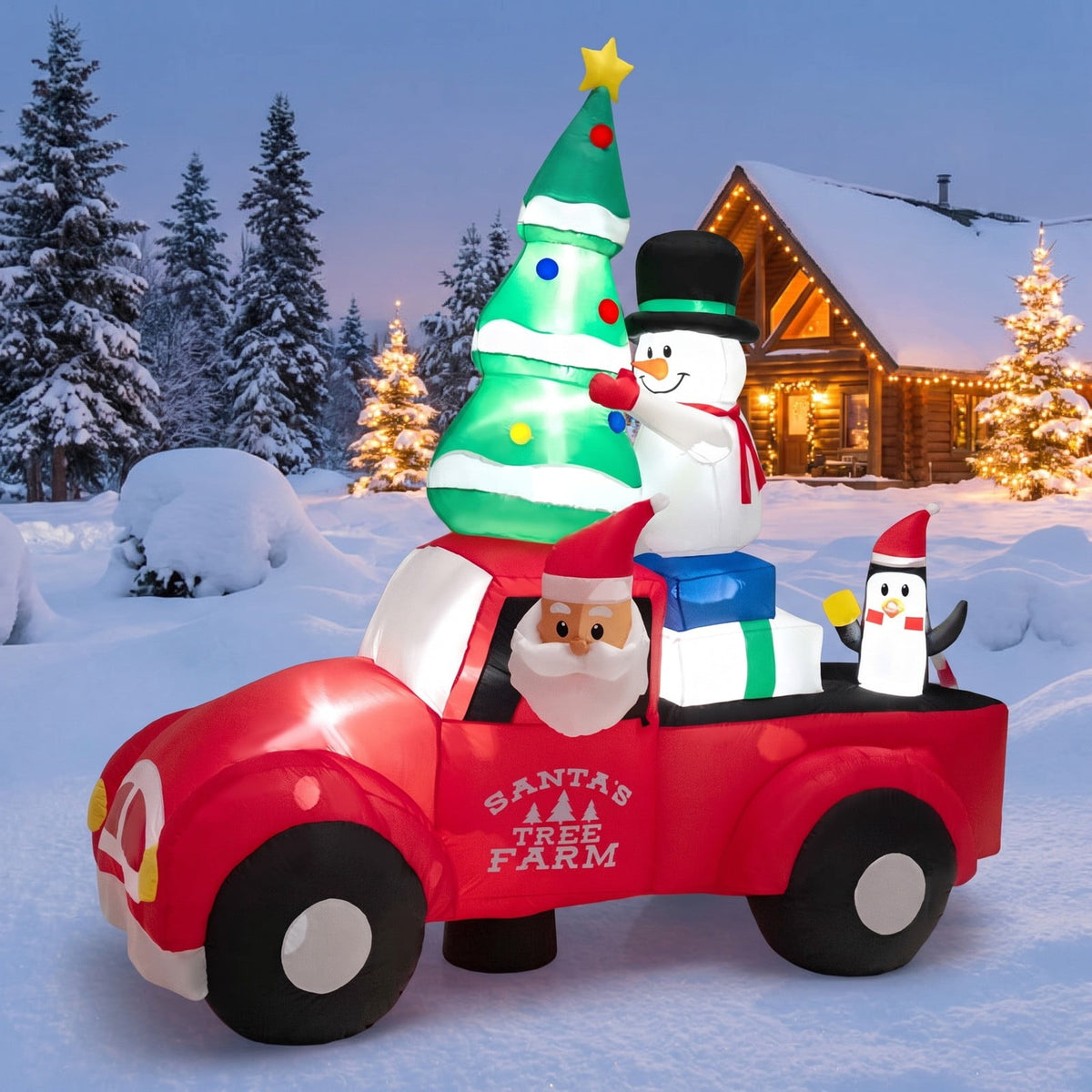 Airfind 8 Feet Wide Inflatable Santa Claus Driving a Car with LED and Air Blower, Polyester Fabric Plastic, 3.1 Inch X 1.6 Inch X 3.1 Inch, Unspecified