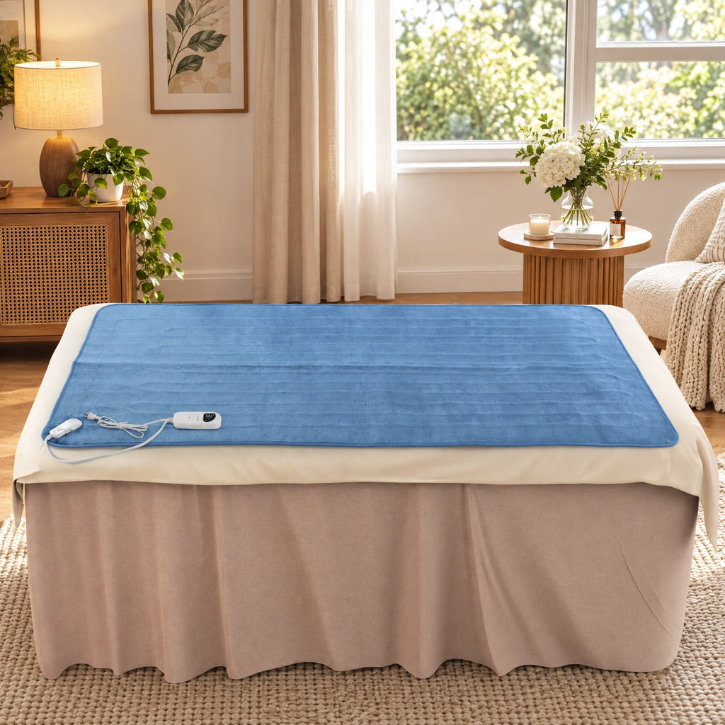 Airfind Electric Heated Mattress Pad with 5 Heating Levels and Overheat Protection, Flannel Non-woven Fabric Frame, Blue