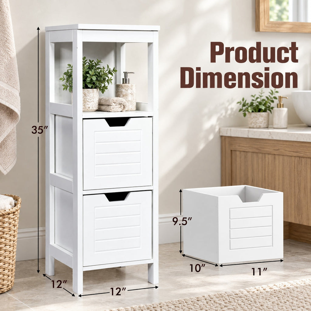 Airfind Floor Cabinet Multifunction Storage Rack Stand Organizer, 11 lbs Capacity, P2 MDF NC paint, 12 x 12 x 35, White