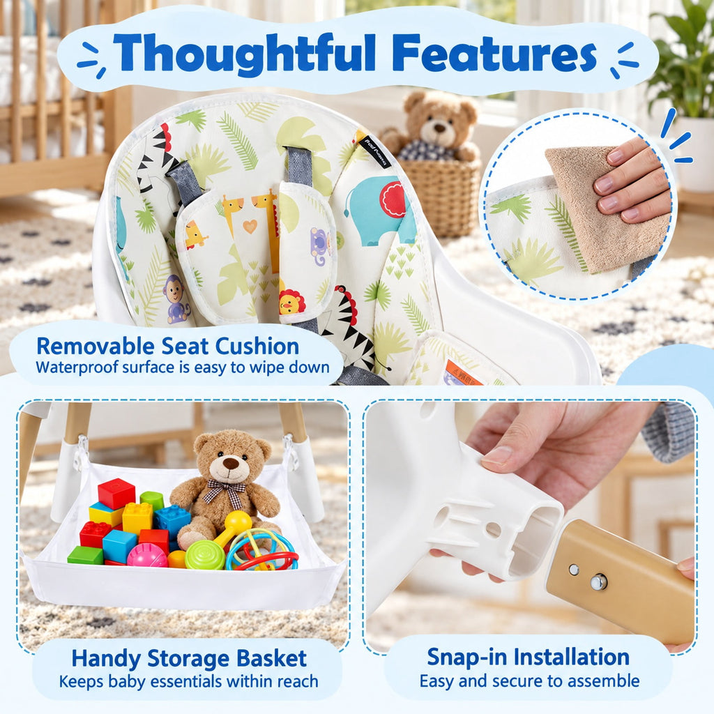 Airfind 4-in-1 Convertible Youth High Chair, 33 lbs Capacity, Metal Frame, Suitable for Ages 6 Months to 3 Years, Colorful