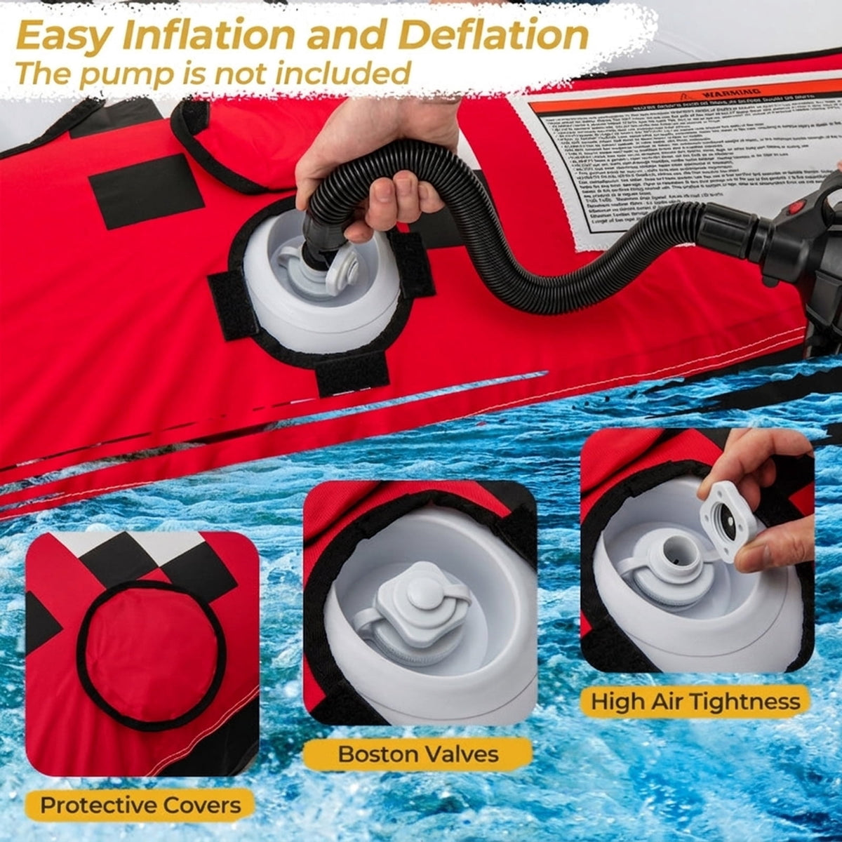 Airfind Heavy-Duty Inflatable Towable Tube for Boat Excursions, Yellow