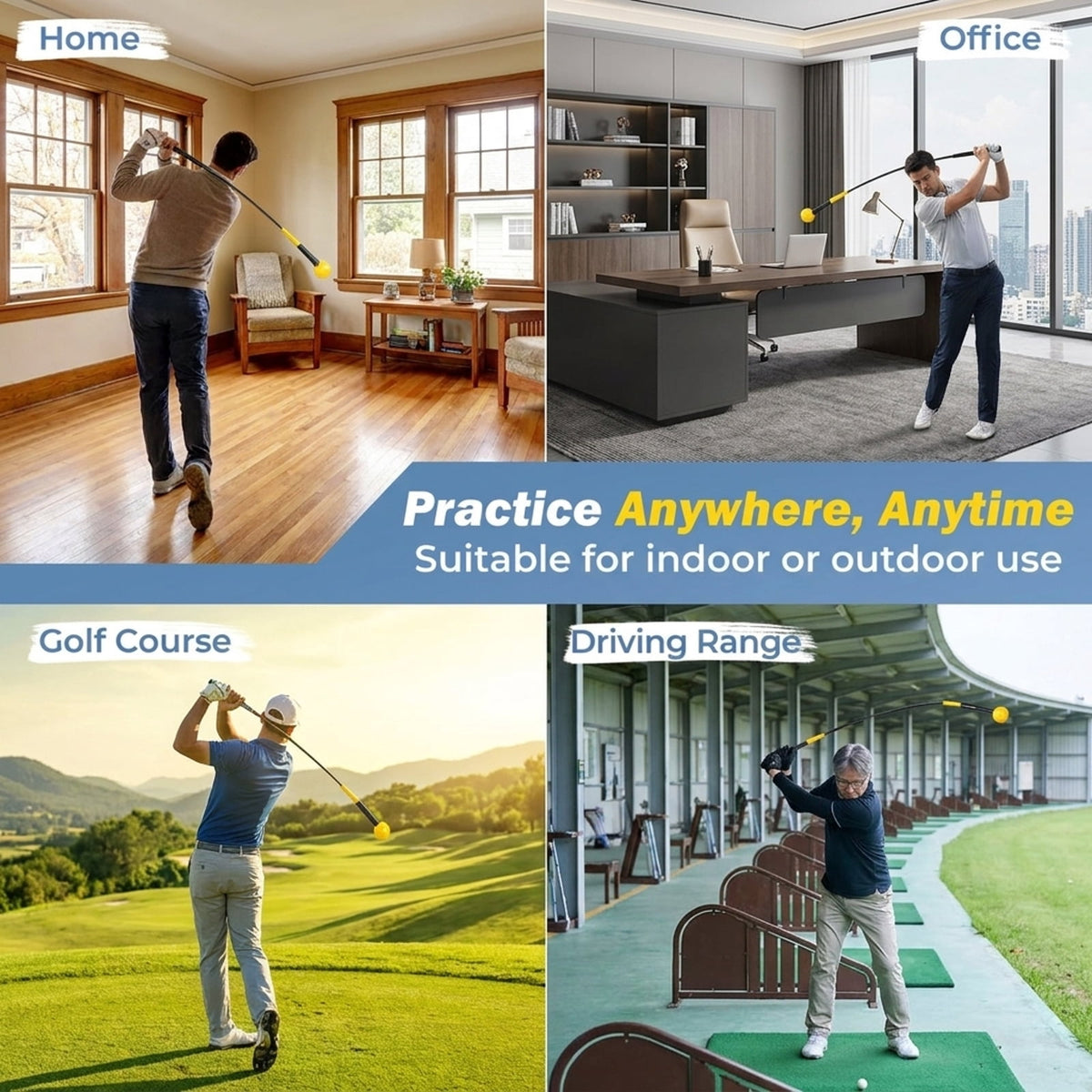 Airfind Foldable Golf Hitting Mat with Chipping Net, 3 Practice Balls, Anti-Slip Rubber Base and Portable Storage, Yellow