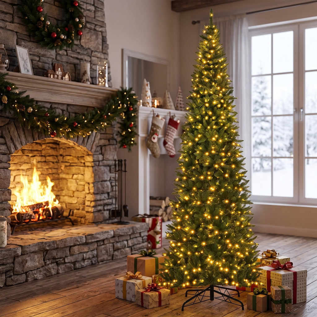 Airfind 12 FT Artificial Christmas Tree with 800 Warm White LED Lights for Home Party Shopping Mall, White