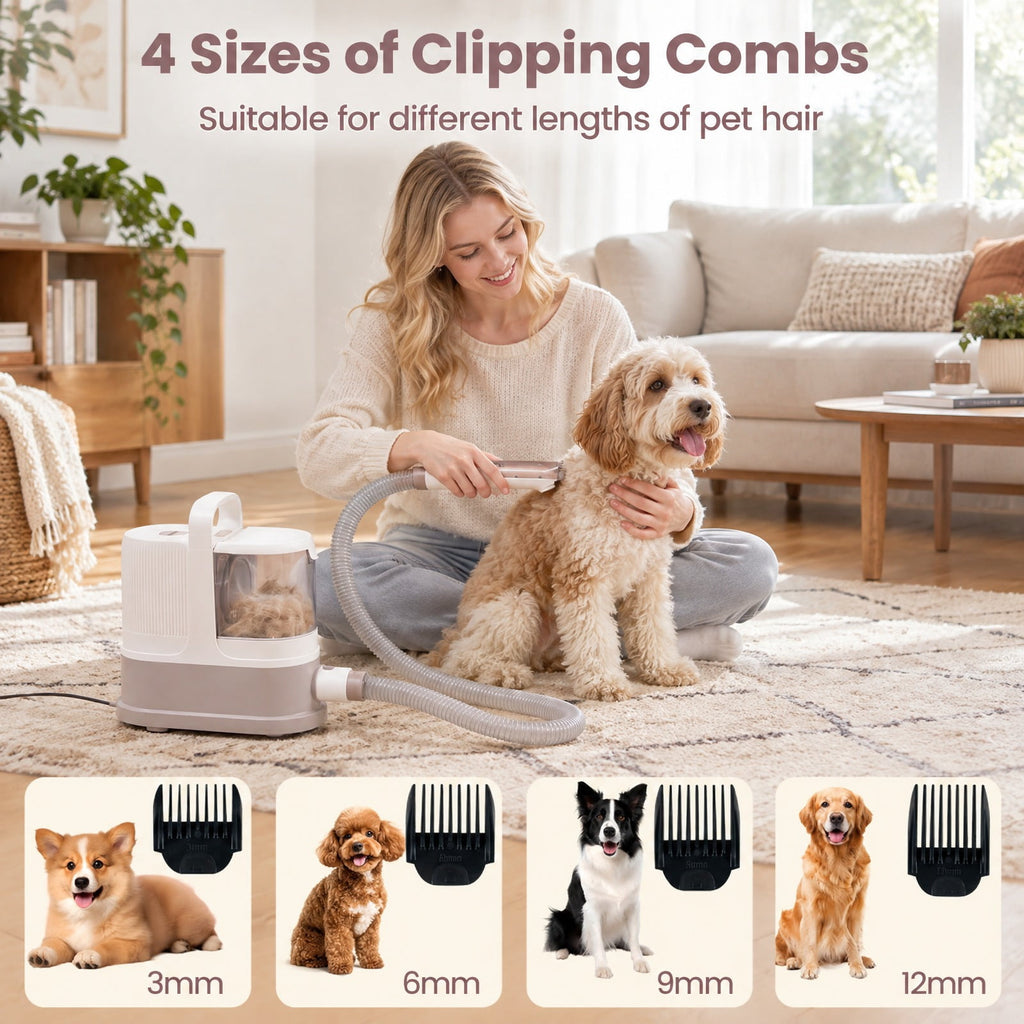 Airfind 9-in-1 Dog Grooming Vacuum Kit for Shedding with 3 Suction Modes and Clippers for Dogs and Cats Home Cleaning, WhiteMaterial ABS PPOverall
