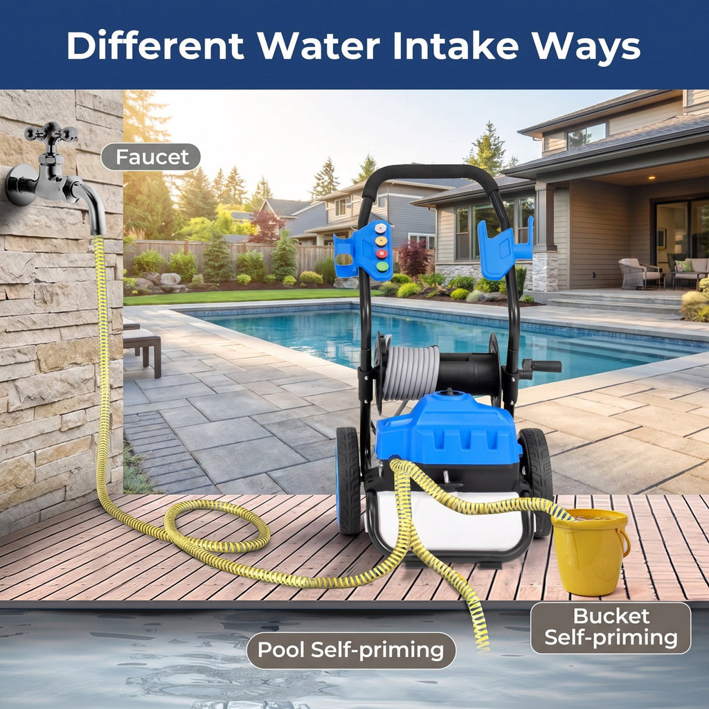 Airfind 2300 PSI 1.8 GPM Electric Pressure Washer with Wheels and 5 Quick Connect Nozzles, PP Metal Frame, 20 x 18 x 35.5 Footprint, Blue