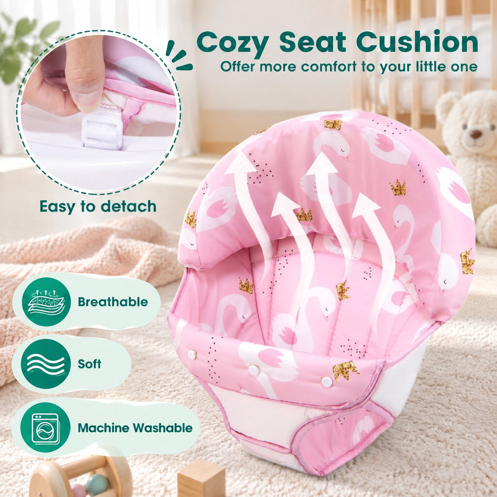 Airfind Foldable Baby Activity Walker with Adjustable Height and Detachable Seat Cushion, 30 lbs Capacity, PP Metal Frame, for 6-36 Months Old, Pink