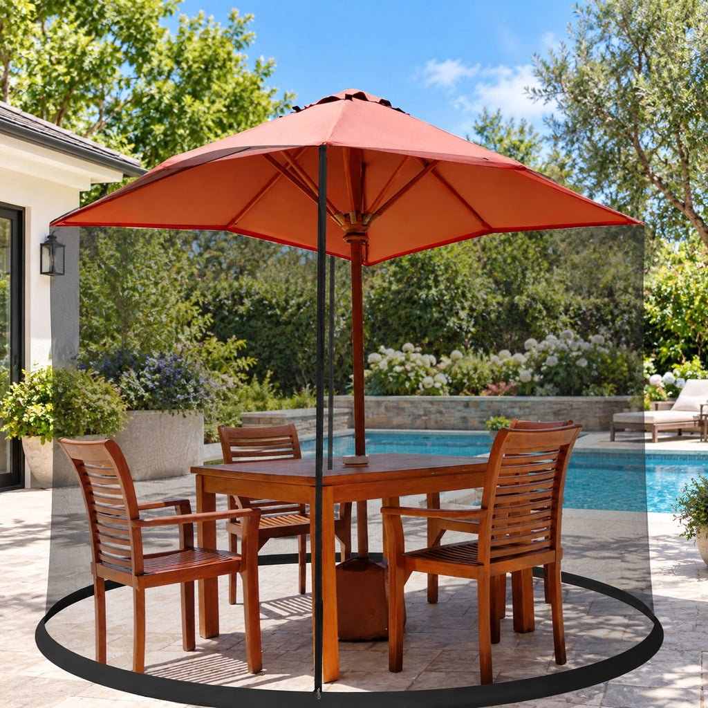 Airfind 9 -10 Feet Outdoor Umbrella Table Screen Mosquito Bug Insect Net, 30 x 7 Footprint, Black, Overall dimension 30 x 7 (L x H)