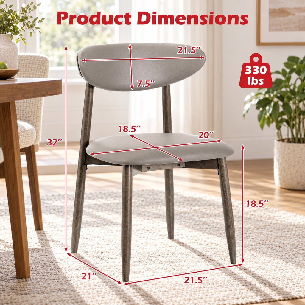Airfind Set of 4 Wooden Modern Upholstered Dining Chairs with Curved Backrest, 330 lbs Capacity, Rubber Wood Frame, Gray