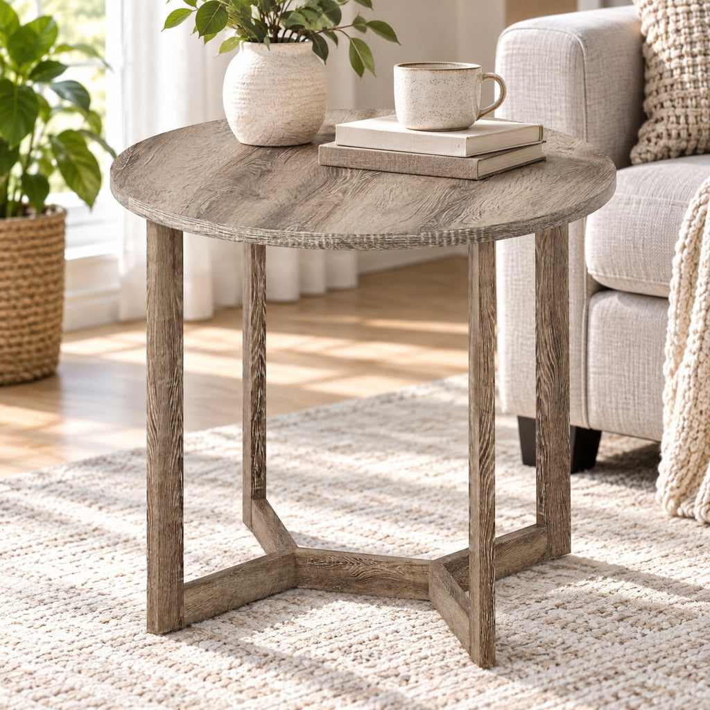 Airfind 36 Inch Round Wood Dining Table for 2-4 People with Wing-shaped Pedestal Base, 220 Lbs Capacity, Rubber Wood Mdf, 36 Inch X 30 Inch, Gray