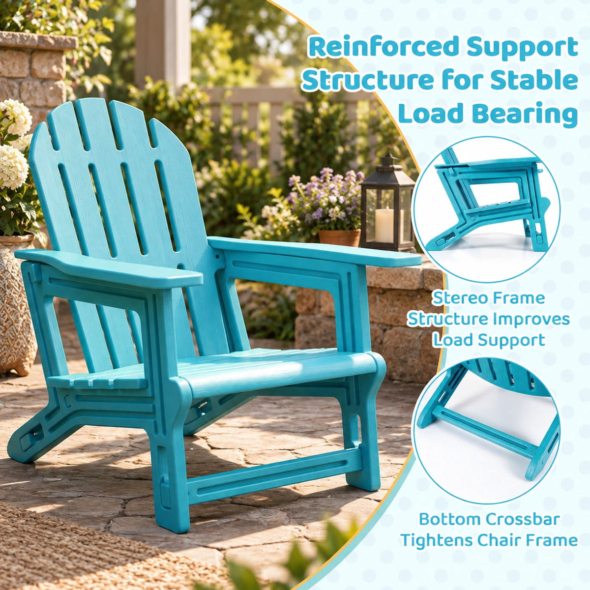 Airfind All-Weather Outdoor Kids Patio Seating with Ergonomic Design, 165 lbs Capacity, for 3+, 20 × 23 × 24 Footprint, Turquoise