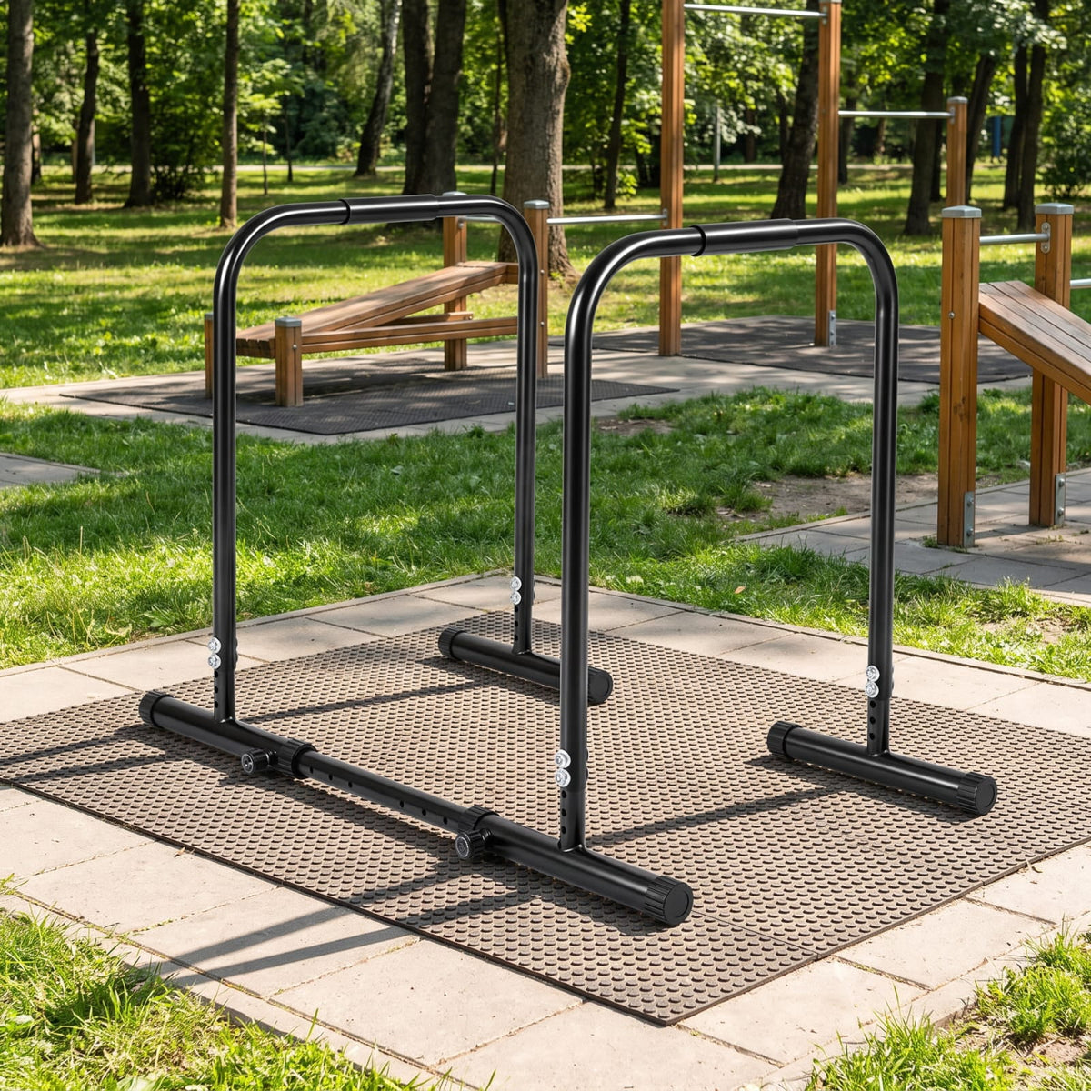 Airfind Adjustable Dip Bar Station with 4 Height and 5 Width Settings and Foam Padded Handles for Calisthenics and Strength Training, Black