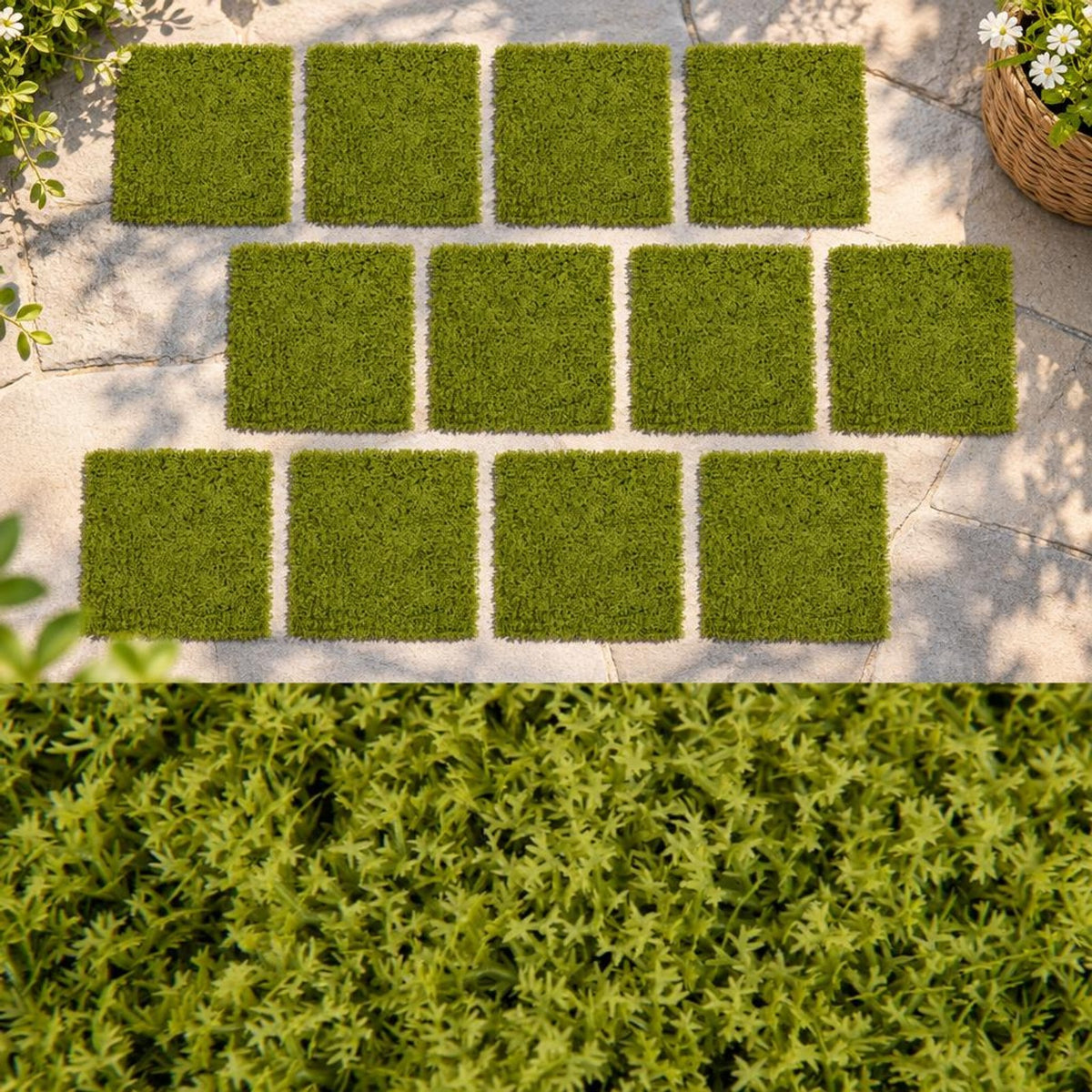 Airfind 12 Pieces 20 x 20 inches Artificial Grass Wall Panels for Garden Yard Balcony, PE Each Frame, Light Green