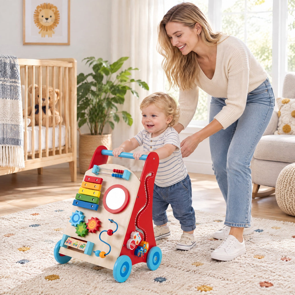 Airfind Child Push Walker with Handle and Wheels for Youth 3 and Years Old, MDF Plywood Solid Wood for Convenient Everyday Use, Unspecified