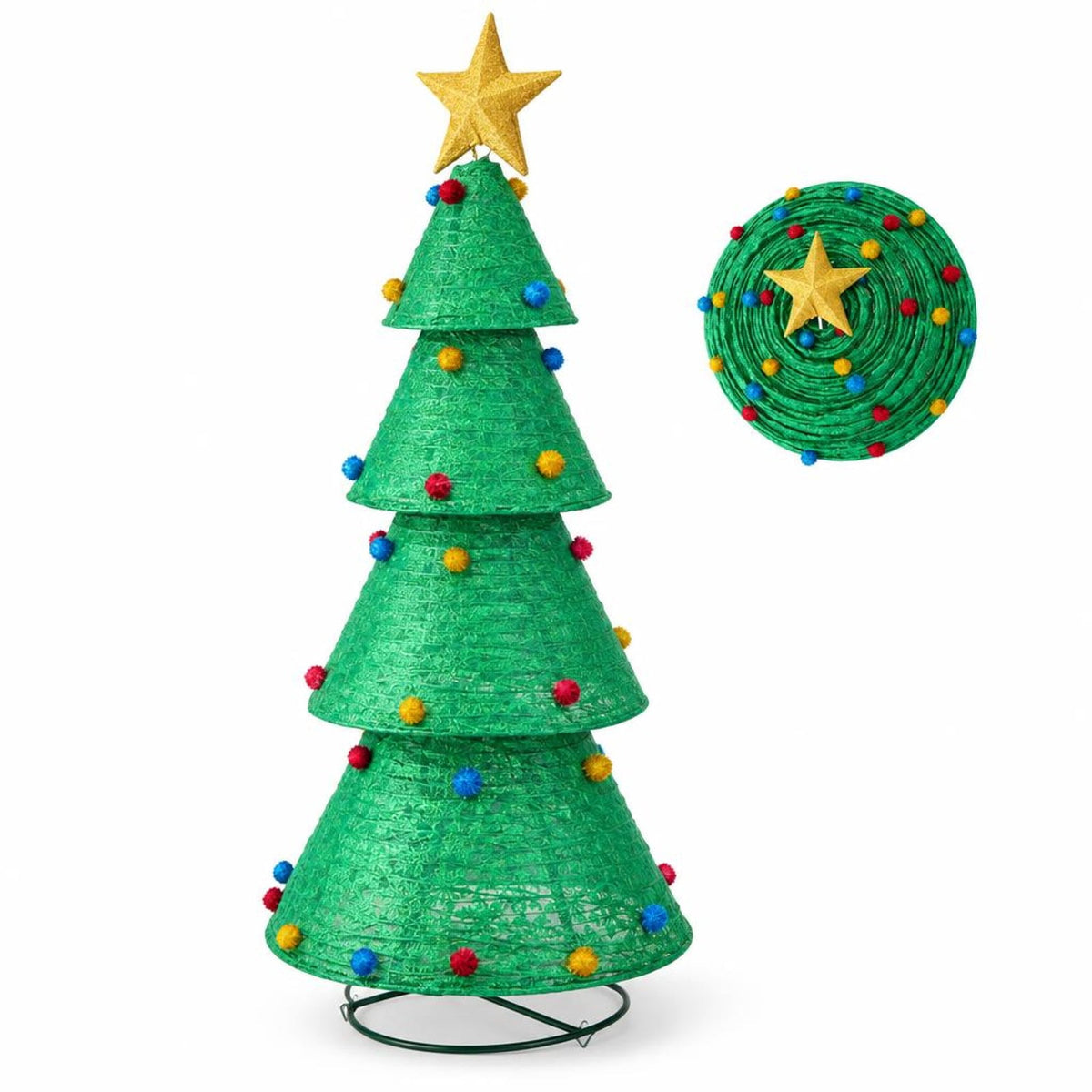 Airfind Pop-Up Christmas Tree with 200 Warm White LED Lights for Indoors Outdoors, Nylon Metal Tree Height: 6.5 ft Tree Width: 2.7 ft Frame, White