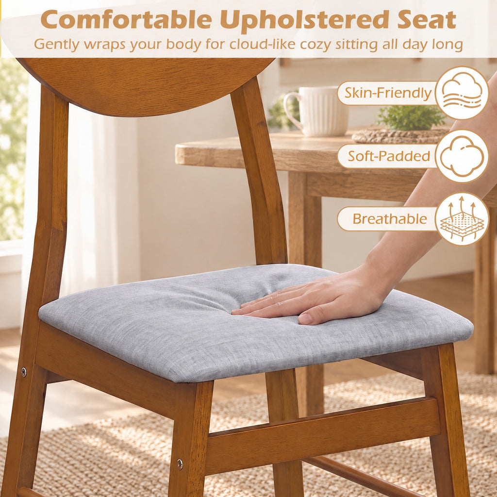 Airfind Set of 2 Upholstered Dining Chairs with Curved Backrest and Rubber Wood Frame, 330 lbs Capacity, Rubber Wood Frame, Walnut