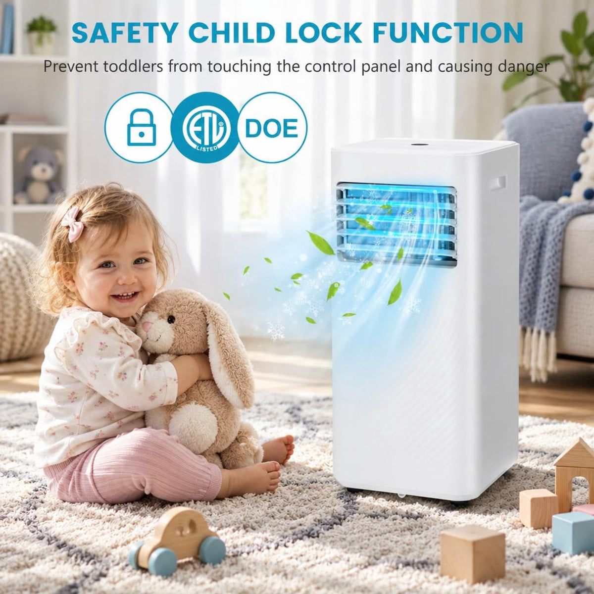 Airfind 4-in-1 8000 BTU Air Conditioner with Cool Fan Dehumidifier and Sleep Mode, Abs, Built in 4 Modes 2 Fan Speeds and 1-24H Timer, White