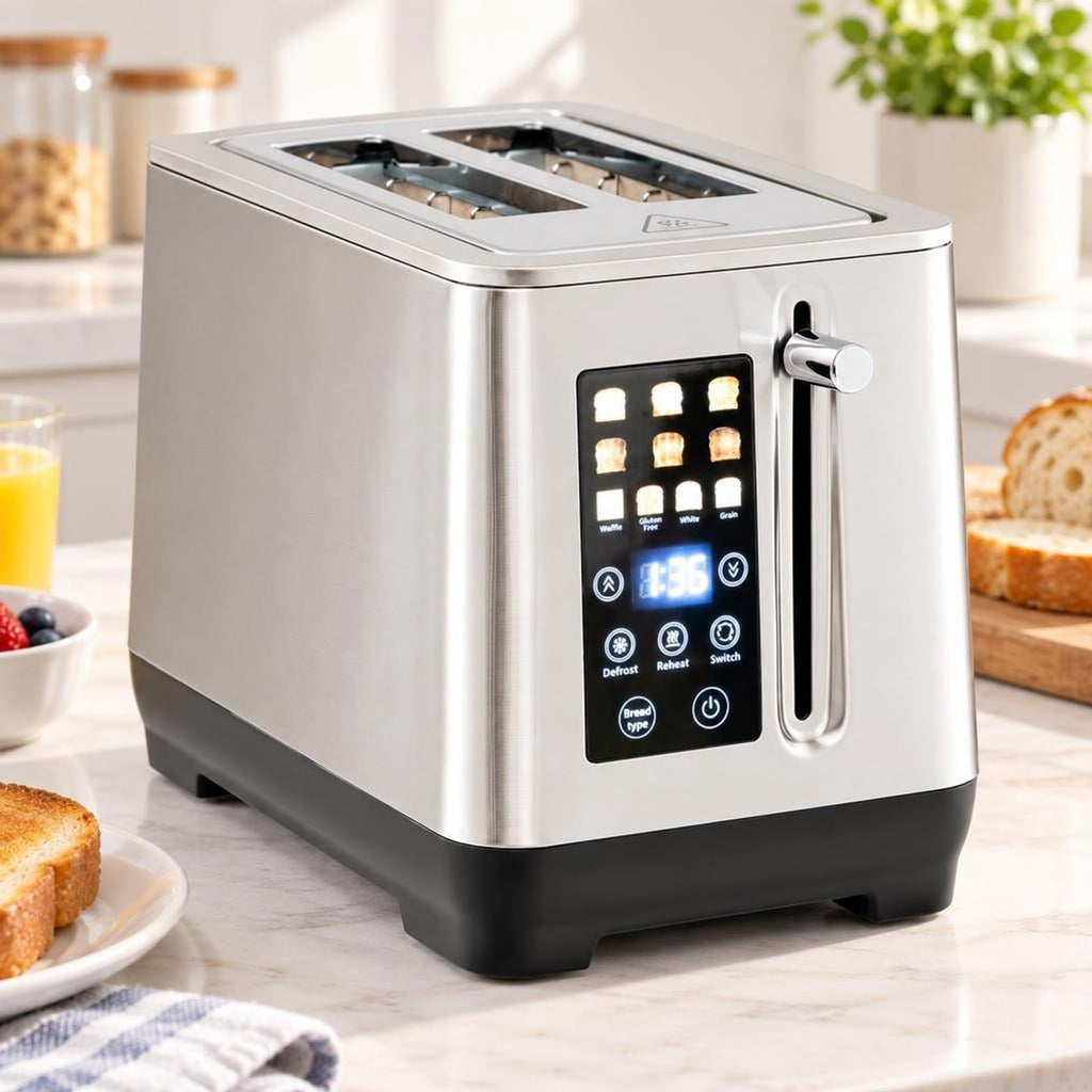 Airfind 2 Slice Toaster with 6 Browning Levels and 4 Bread Types, 430 Stainless Steel PP Frame, 10.5in×6.5in×7.5in Footprint, Silver
