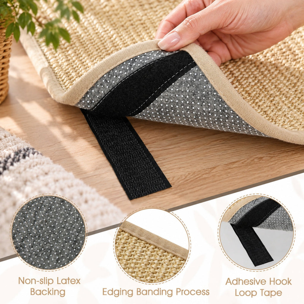 Airfind Cat Scratching Mats Set of 6 with Natural Sisal Surface, Self-Adhesive Tape and Anti-Slip Latex Backing, 16 x 12 Inches, Natural