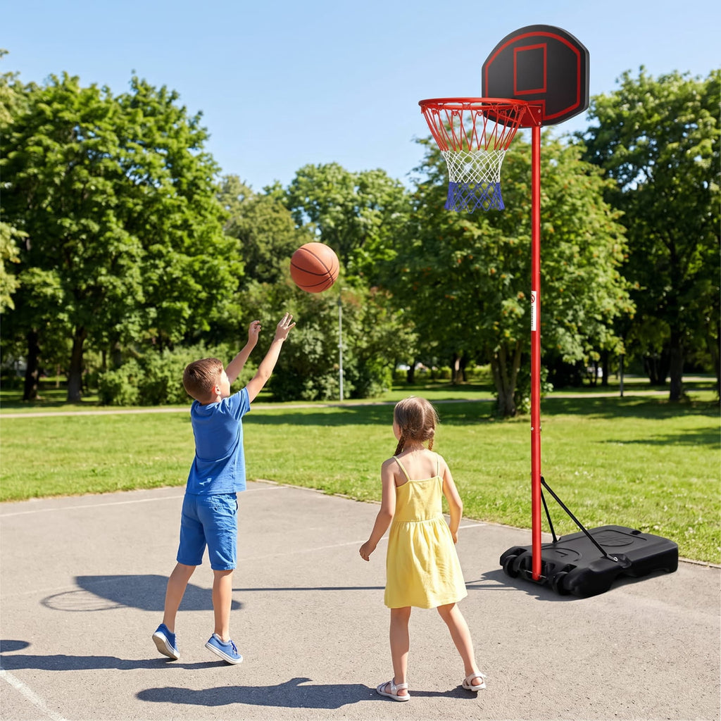 Airfind Portable Basketball Hoop with 5.5 to 7.5 Foot Adjustable Height Shatterproof HDPE Backboard and Fillable Base with Wheels, Black