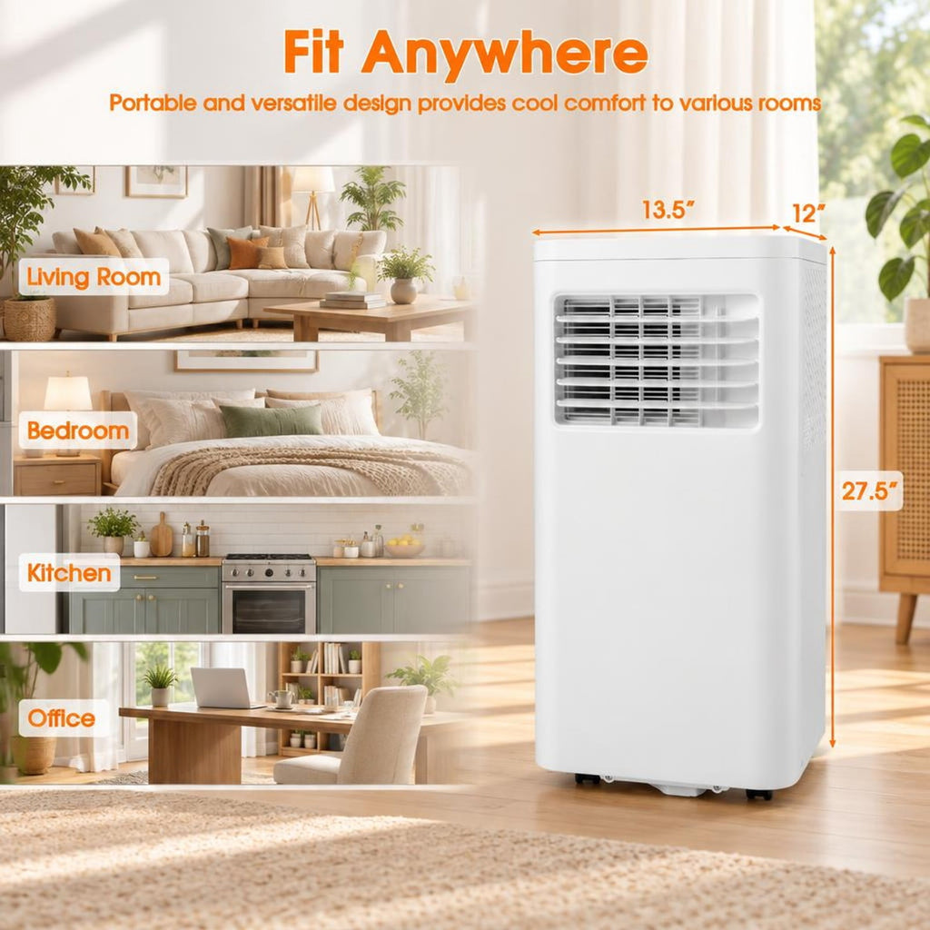 Airfind 10000 BTU (ASHRAE) 6000 BTU (SACC) Portable Air Conditioner with Dehumidifier and Fan Modes, Remote Control, Cools up to 350 Sq.Ft, White