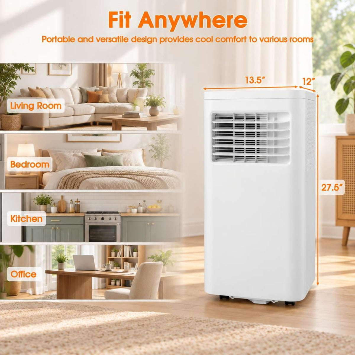 Airfind 10000 BTU (ASHRAE) 6000 BTU (SACC) Portable Air Conditioner with Dehumidifier and Fan Modes, Remote Control, Cools up to 350 Sq.Ft, White