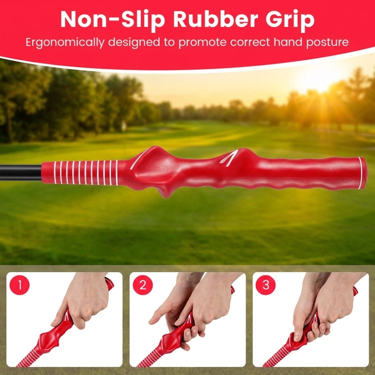 Airfind Golf Swing Trainer Click Stick with Weighted Head and Flexible Fiberglass Shaft plus Foam Headcover for Speed Flexibility and Balance, Red