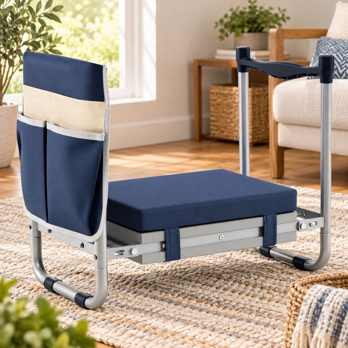 Airfind Garden Kneeler and Seat Foldable Gardening Stool with Wide EVA Foam Padding, 350 lbs Capacity, Metal EVA Frame, 21 x 12 x 17 Footprint
