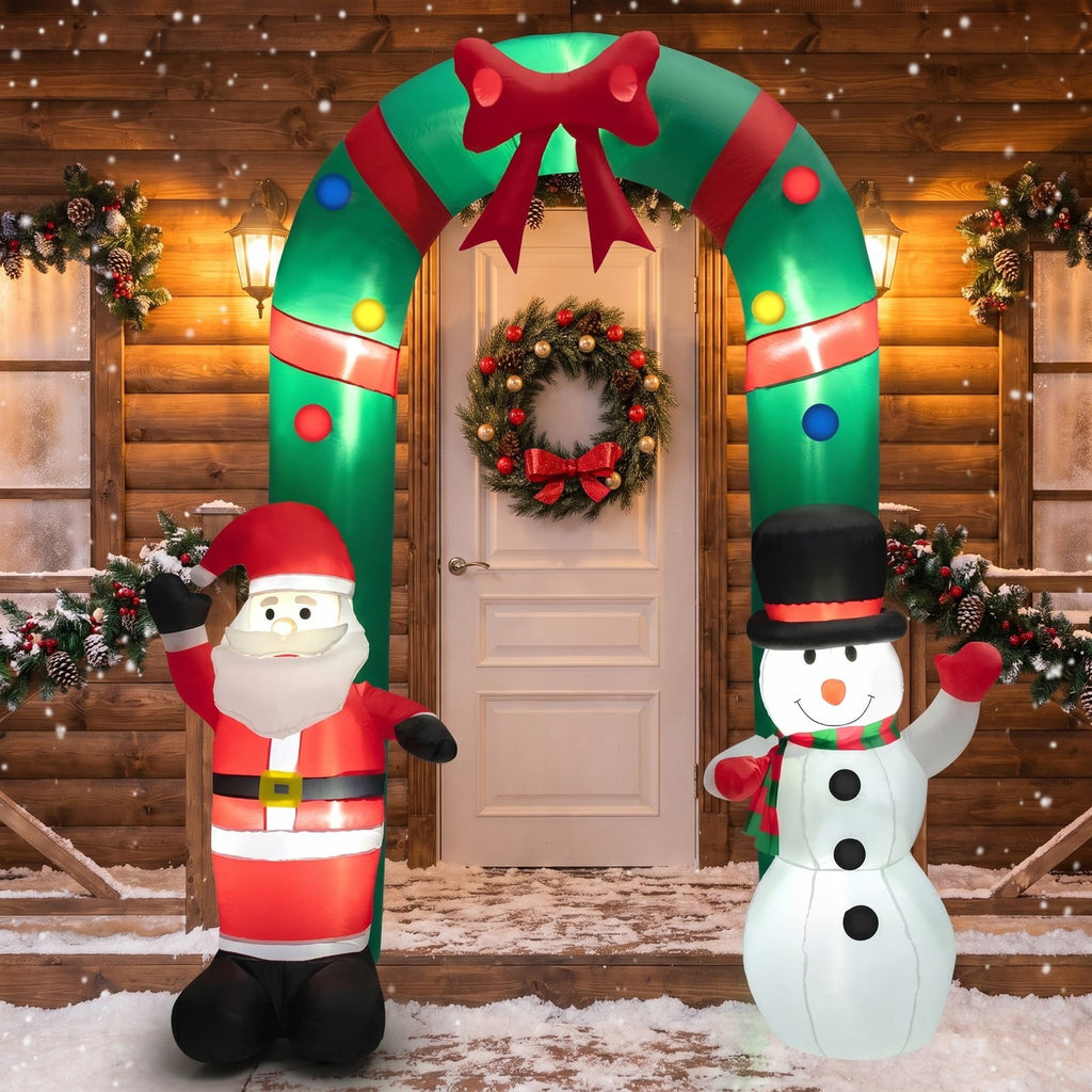 Airfind 8 Feet Christmas Inflatable Archway with Santa Claus and Snowman, Polyester fabric Frame, 6.7ft x 2.7ft x 8ft Footprint