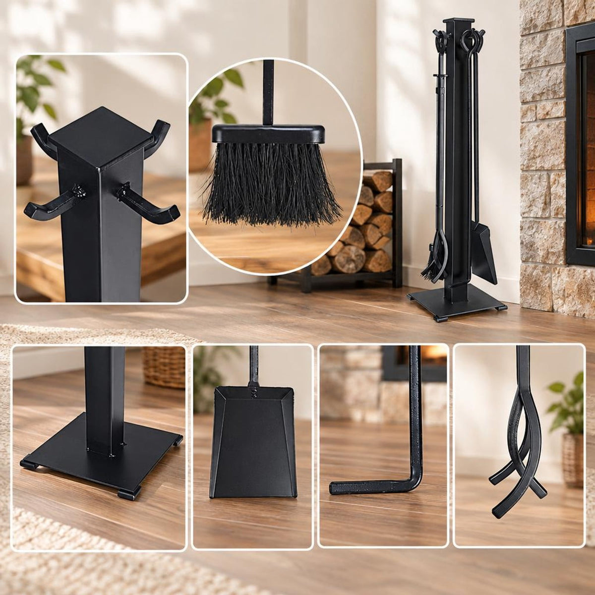 Airfind 5 Pieces Fireplace Iron Fire Place Tool Set, The, Made From Durable Solid Steel for Everyday Use with Practical Configuration, Unspecified