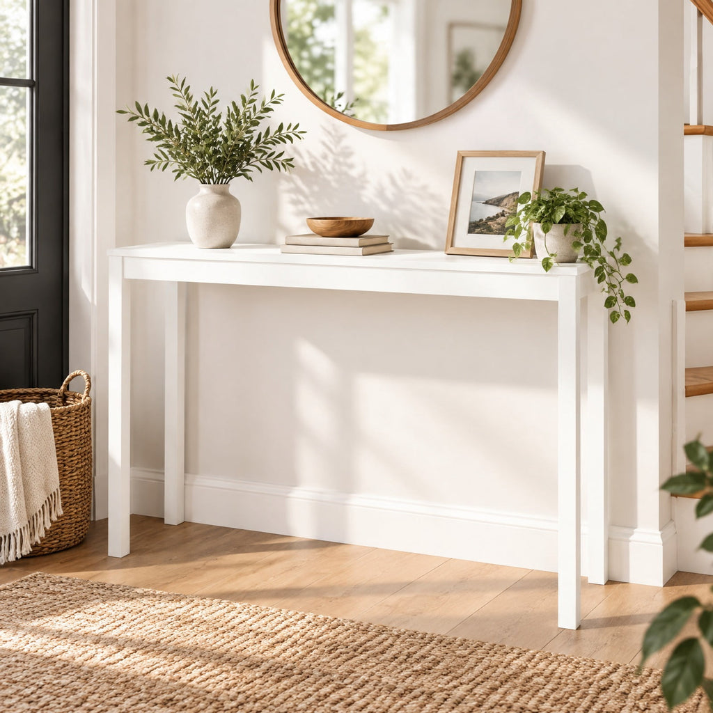 Airfind Wooden Console Table Modern Farmhouse Sofa Table with Thickened Top, 132 lbs Capacity, Rubber Wood MDF Frame, 48 x 12 x 32 Footprint