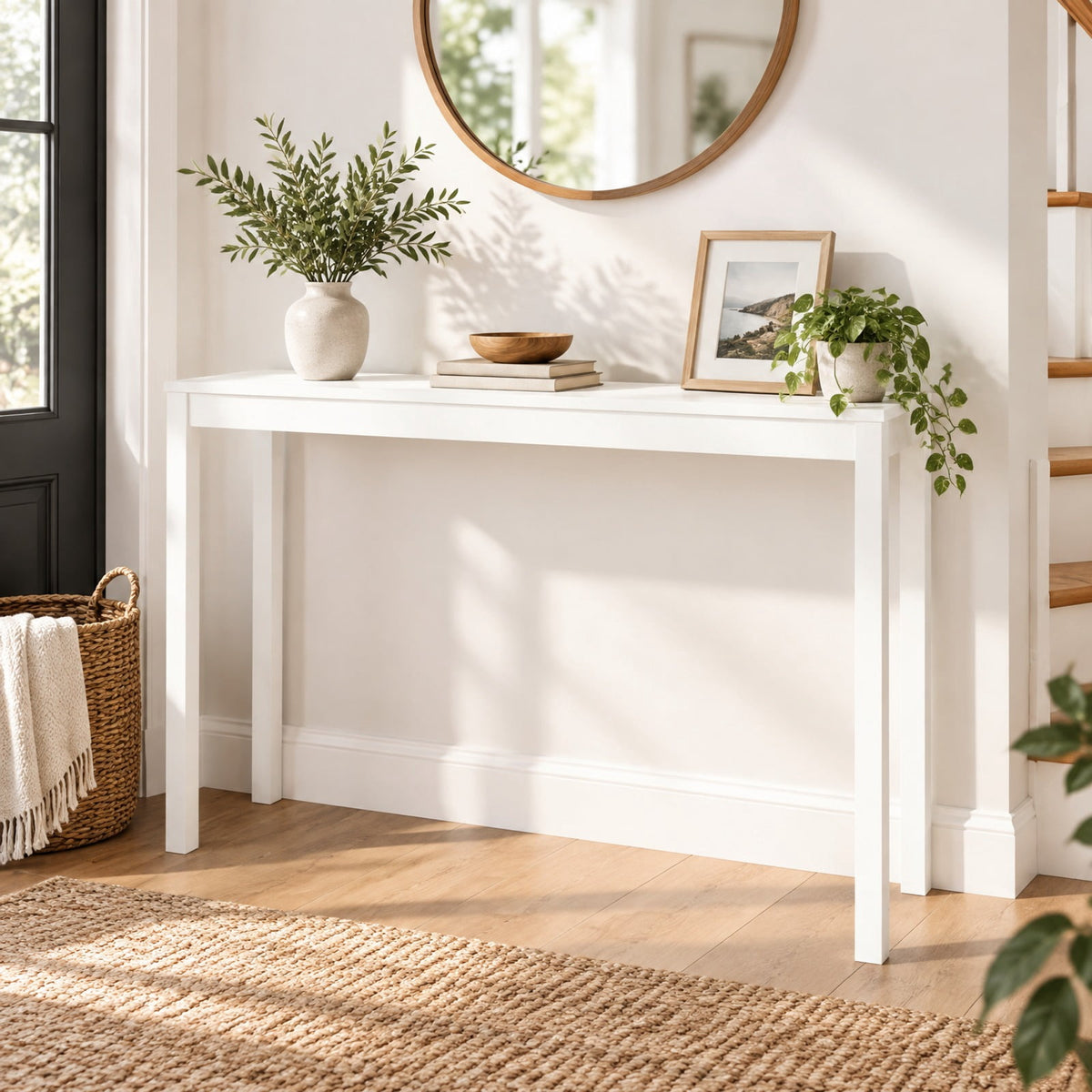 Airfind Wooden Console Table Modern Farmhouse Sofa Table with Thickened Top, 132 lbs Capacity, Rubber Wood MDF Frame, 48 x 12 x 32 Footprint