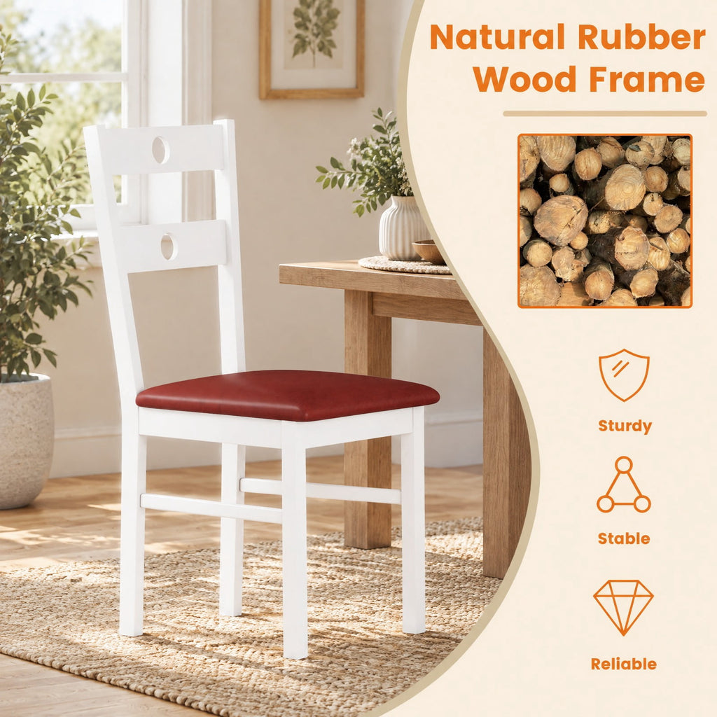Airfind Wooden Dining Chairs Set of 4 Armless Kitchen Chairs with Hollowed Backrest, 330 lbs Capacity, Rubber Wood PU Leather Sponge MDF Frame
