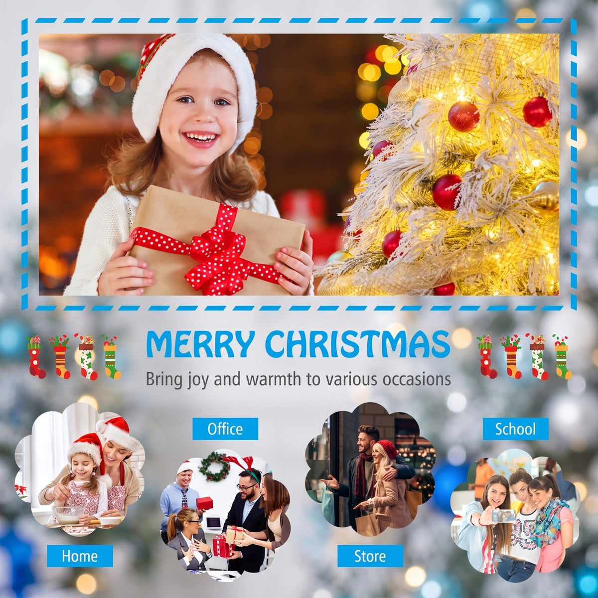 Airfind 7 Feet Pre-Lit Snow Flocked Christmas Tree with Warm White LED Lights-7 ft, White, Diameter of Stand 20/18/16 Inch