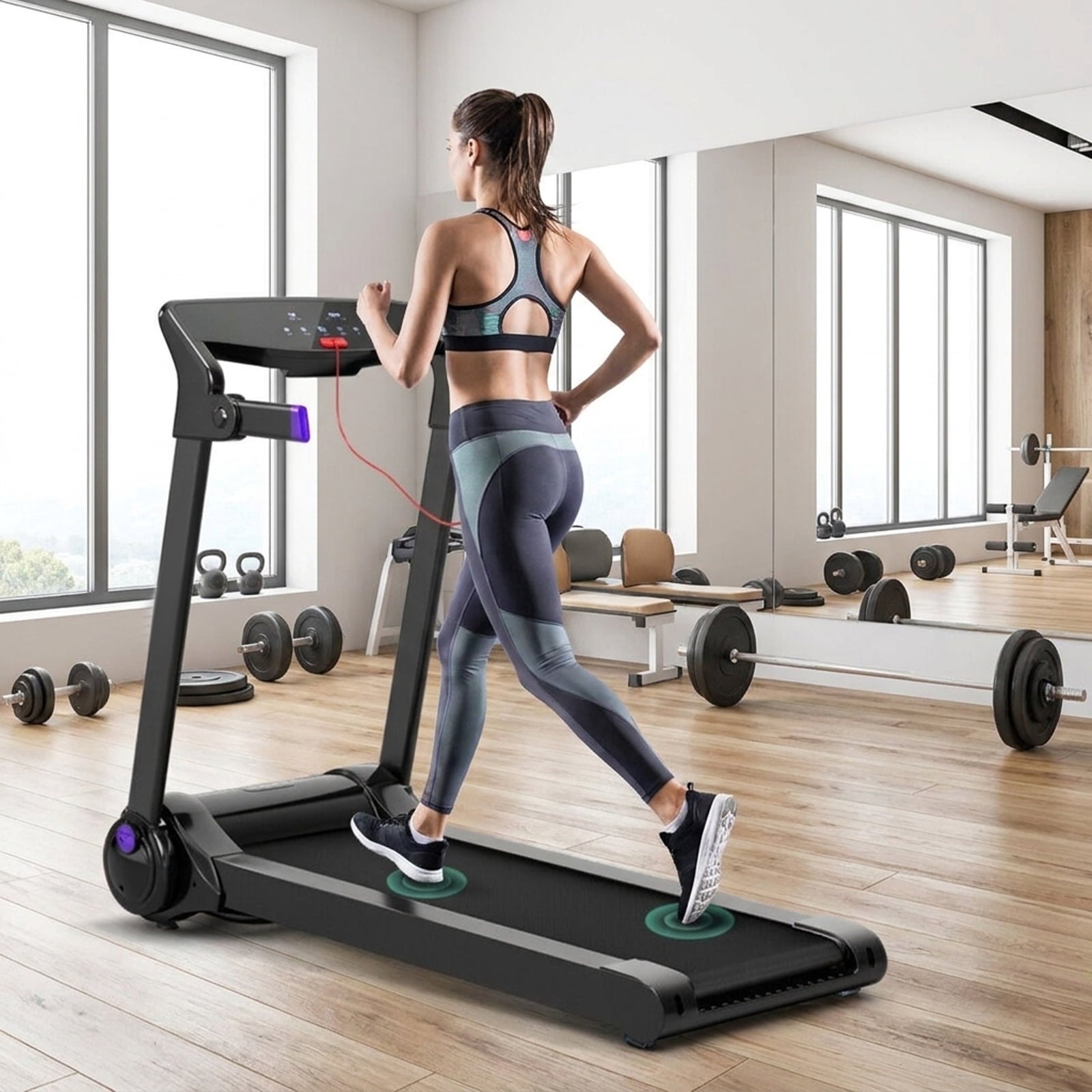 Airfind 3HP Folding Cardio Treadmill with Audio Console, Purple