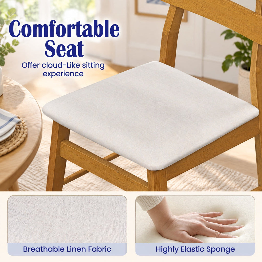 Airfind Dining Chairs, Set of 4 Upholstered, with Padded Seat and Solid Wood Legs, 330 lbs Capacity, Engineered Wood Sponge Engineered Wood, Natural