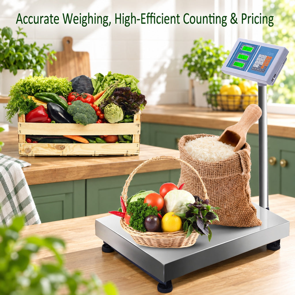 Airfind 660 lbs Weight Computing Digital Floor Platform Scale, Stainless steel Display Frame, Silver Platform