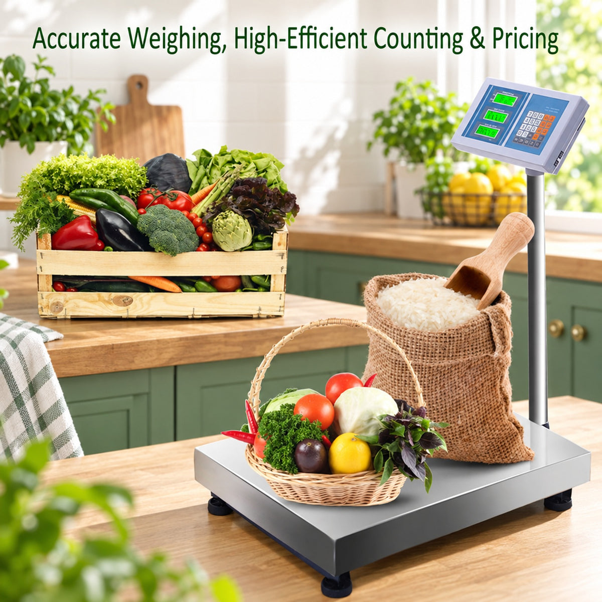 Airfind 660 lbs Weight Computing Digital Floor Platform Scale, Stainless steel Display Frame, Silver Platform