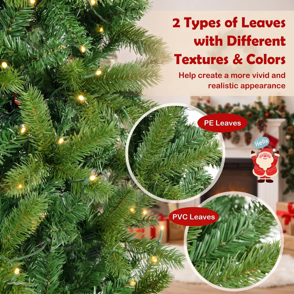 Airfind Pencil Christmas Tree with 180 Warm White and Multi, PVC PE Metal Tree Height 5ft Tree Width 2ft Frame, White