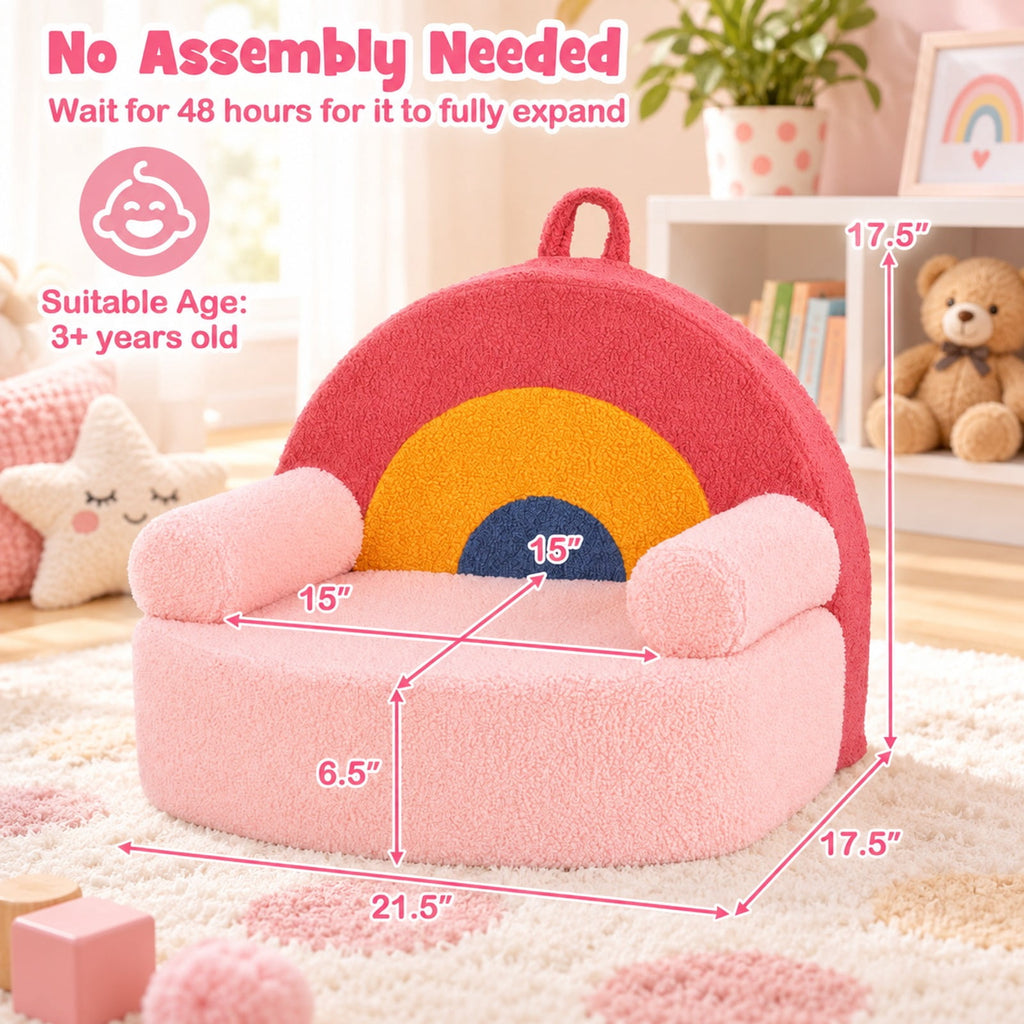Airfind Kids Sofa Toddler Foam Couch with Soft Fleece Fabric Cover, Teddy Fleece Fabric Frame, for 3+ years old, 21.5in x 17.5in x 17.5in Footprint