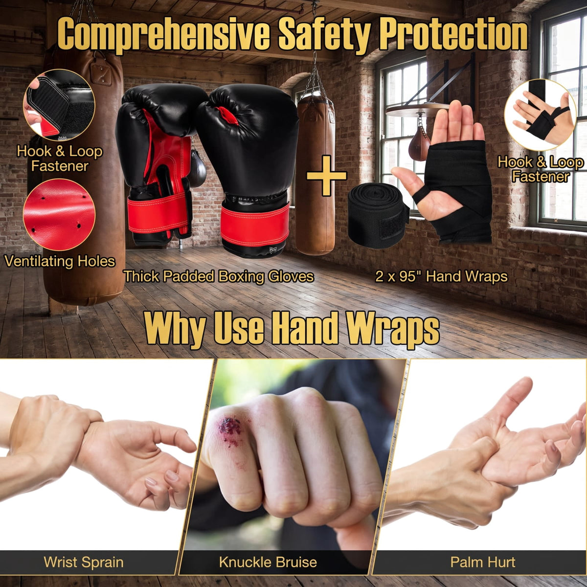 Airfind 11 Pound Kids Hanging Punching Bag Set with Hand Wraps and Padded Gloves for Karate Taekwondo Practice and Home Boxing Training, Black