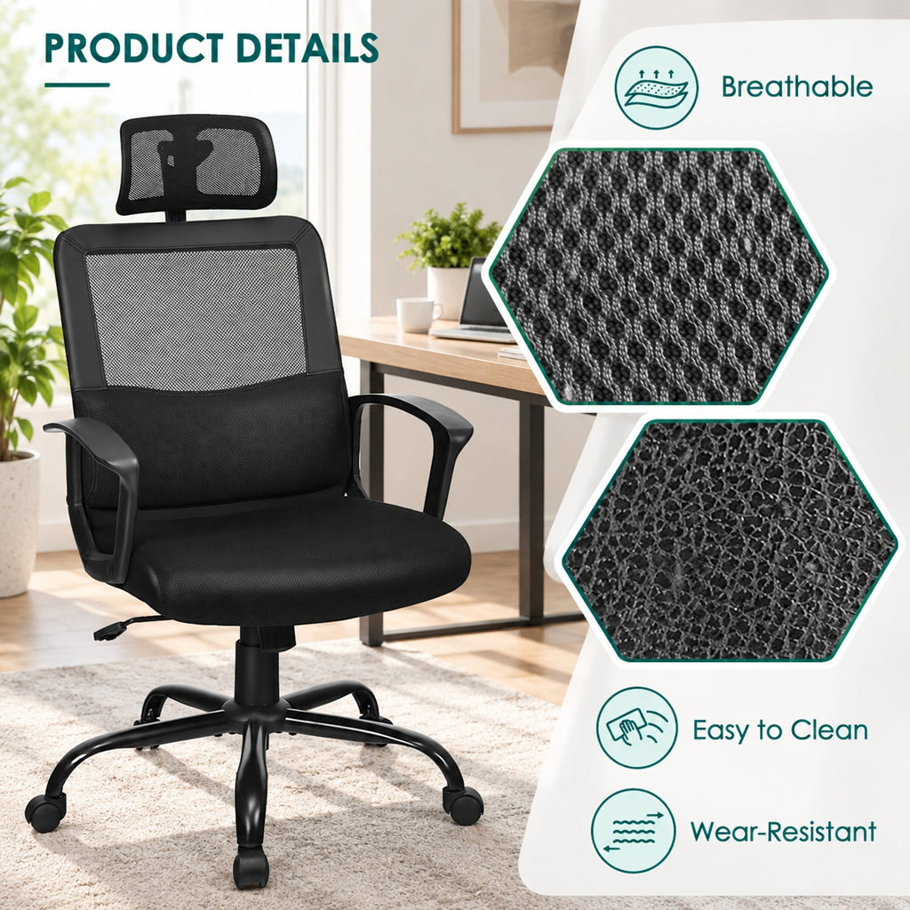 Airfind Mesh Office Chair High Back Ergonomic Swivel Chair, 265 lbs Capacity, Mesh PP PU steel sponge Frame, Black