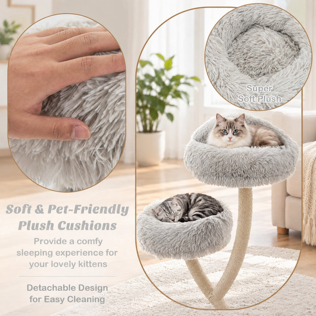 Airfind 70 Inch Tall Cat Tree 4-Layer Cat Tower with 3 Perches and Dangling Balls, 22 lbs Capacity, Engineering Board Metal Plush Sisal Rope Frame