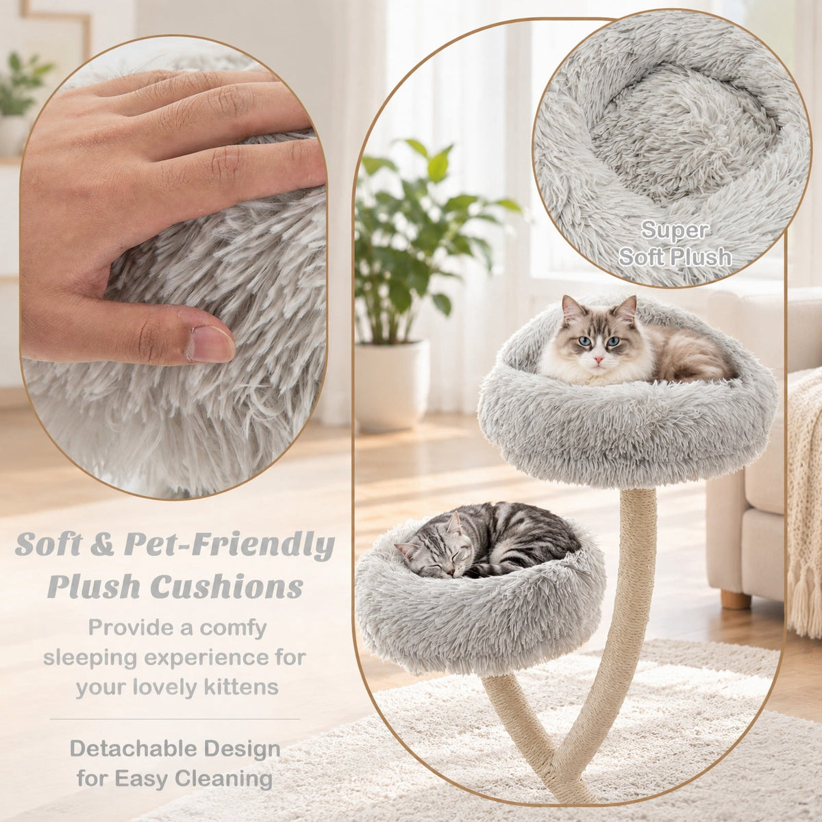 Airfind 70 Inch Tall Cat Tree 4-Layer Cat Tower with 3 Perches and Dangling Balls, 22 lbs Capacity, Engineering Board Metal Plush Sisal Rope Frame