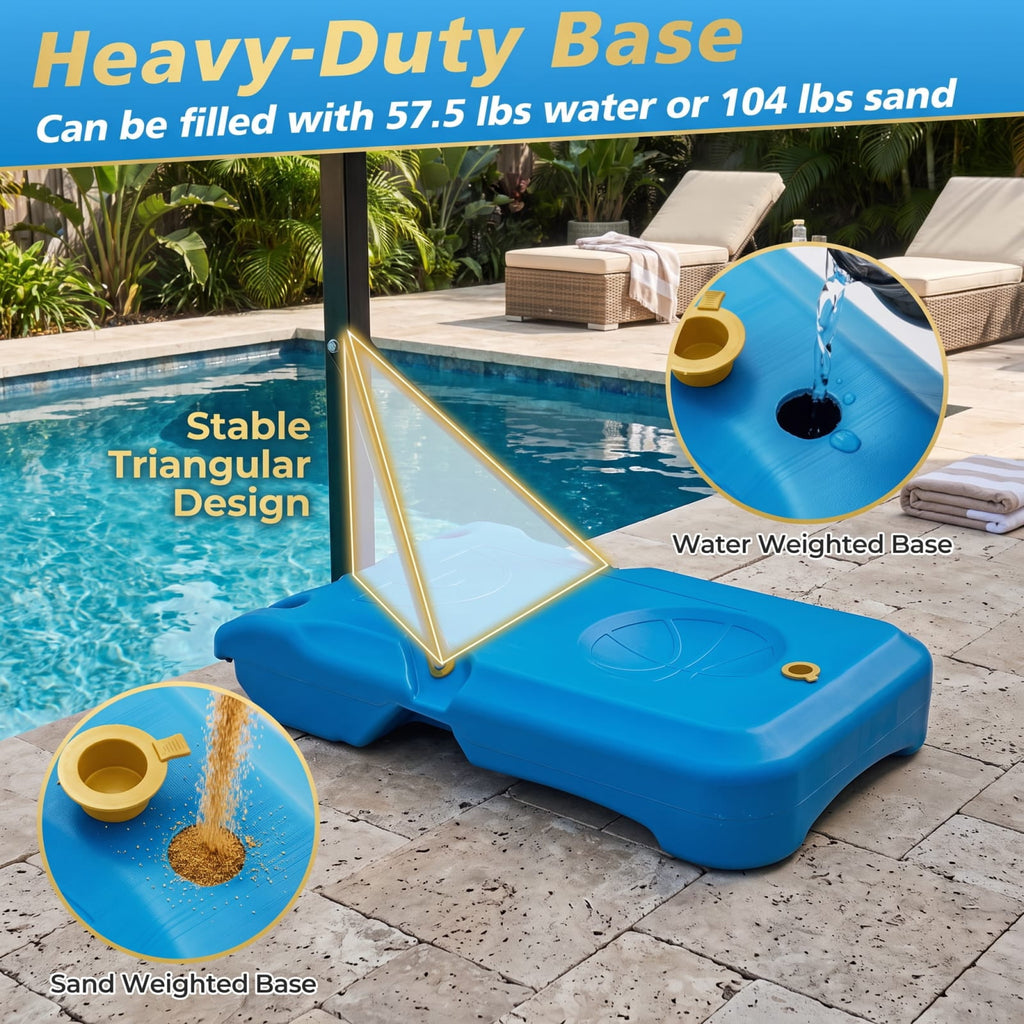 Airfind Pool Basketball Hoop with 3 Level Adjustable Height Shatterproof PC Backboard Weighted Base and Wheels for Swimming Pool Poolside Fun, Blue