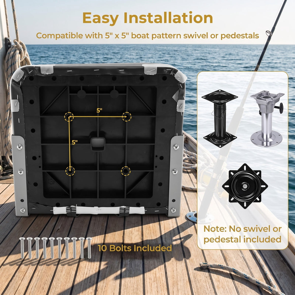 Airfind Folding Low Back Boat Seats 2 Pack with Thick Sponge Cushion and Aluminum Hinges for Cabin Seating and Fishing Boats, Gray and Black